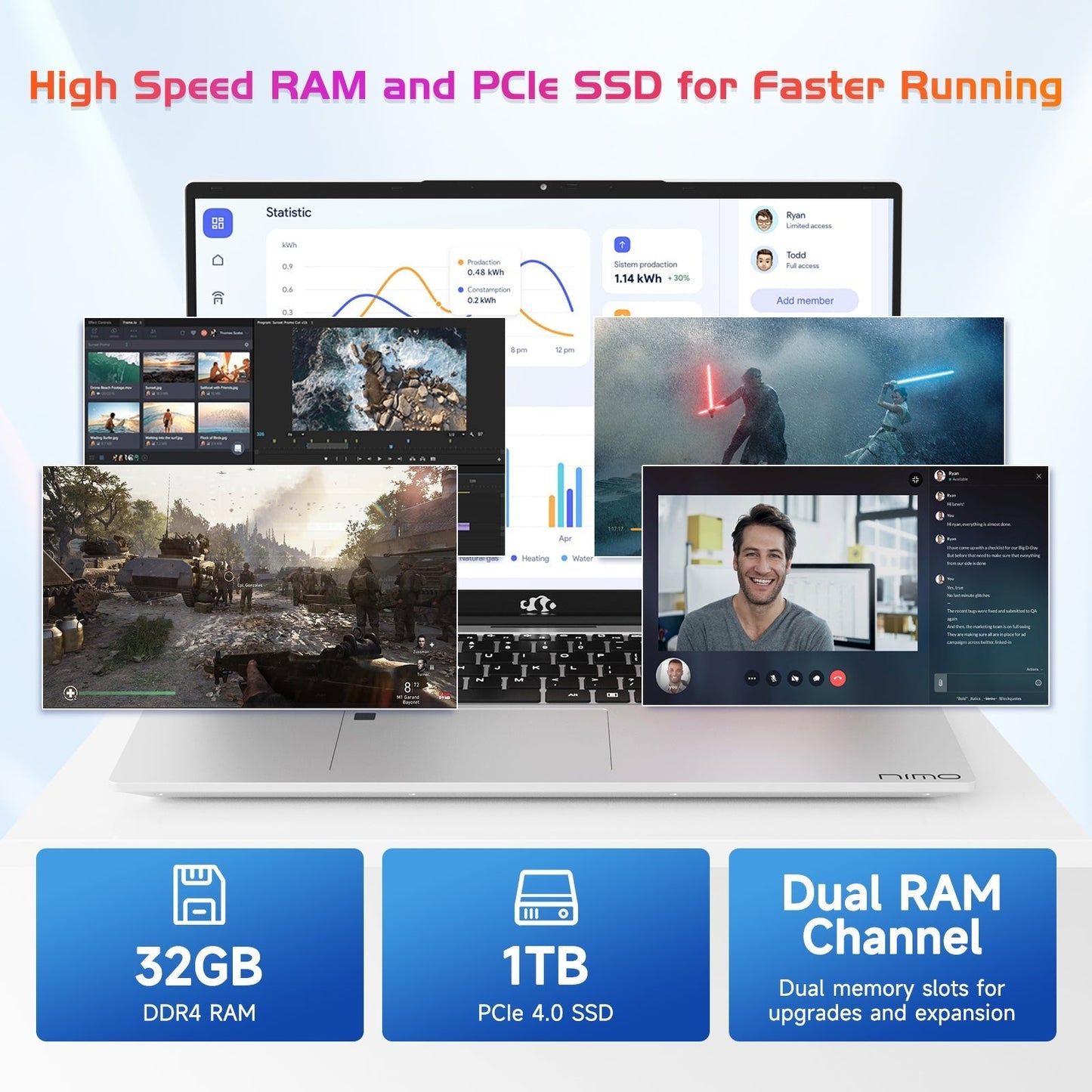 TEMELLSAN 17.3 FHD N171 I3-1215U Laptop for Student and Business-32GB-Silver-1TB