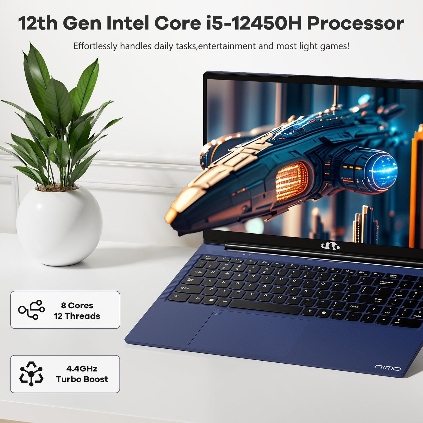 TEMELLSAN 15.6 FHD N156 I5-12450H Laptop for Entertainment-Blue-2TB