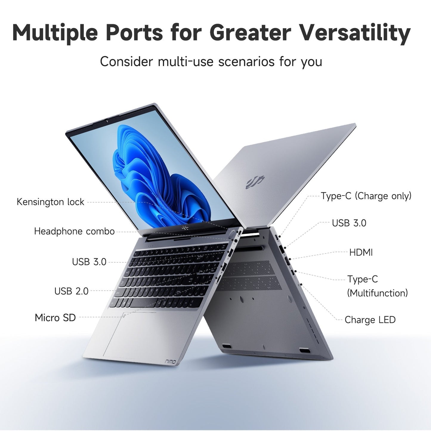 TEMELLSAN 15.6 FHD N154 I3-1215U Laptop for Student and Business-32GB-1TB-Silver