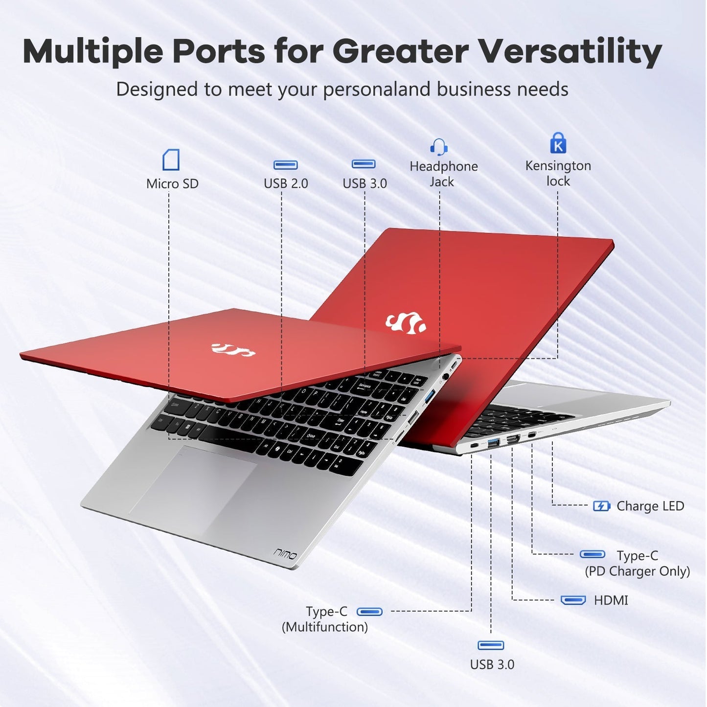 TEMELLSAN 15.6 FHD N156 I5-12450H Laptop for Entertainment-Red-32GB-2TB