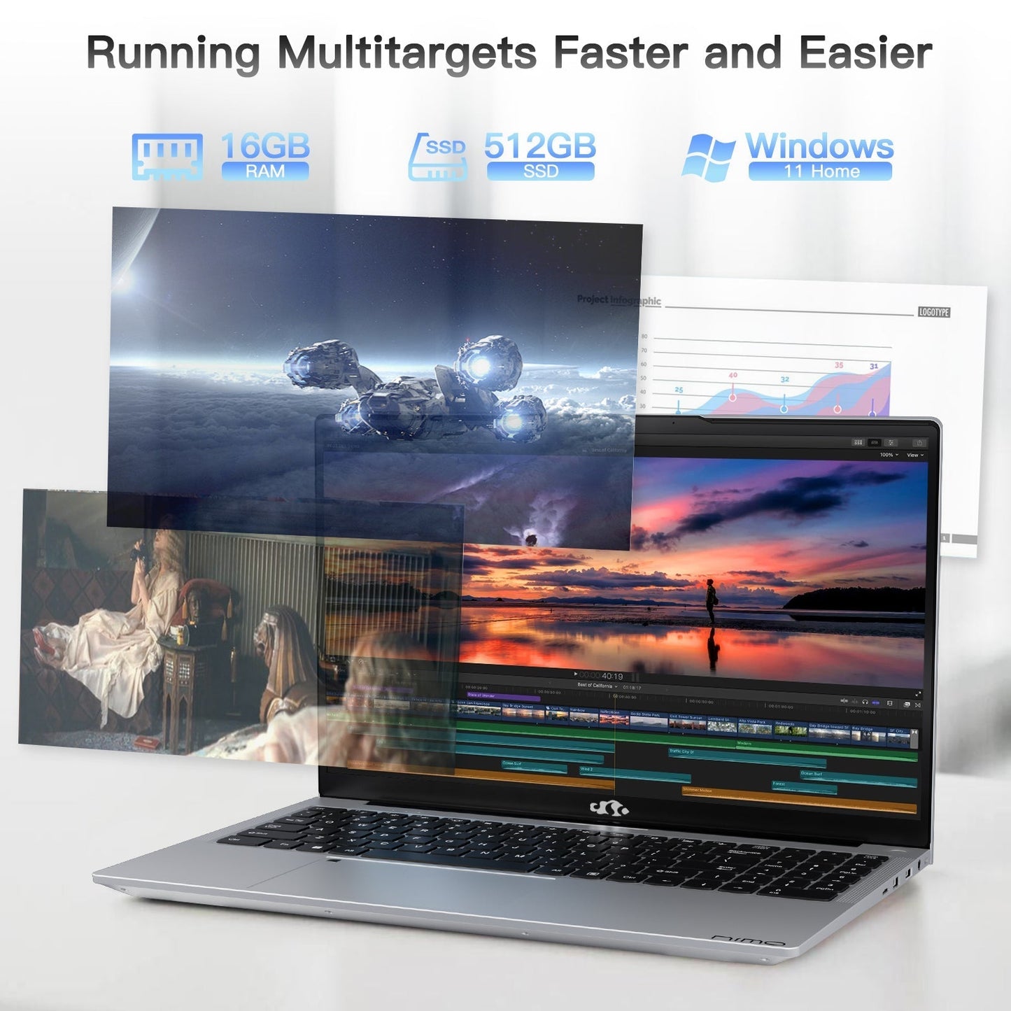 TEMELLSAN 15.6" N151 FHD laptop for Home and School -16GB-Silver