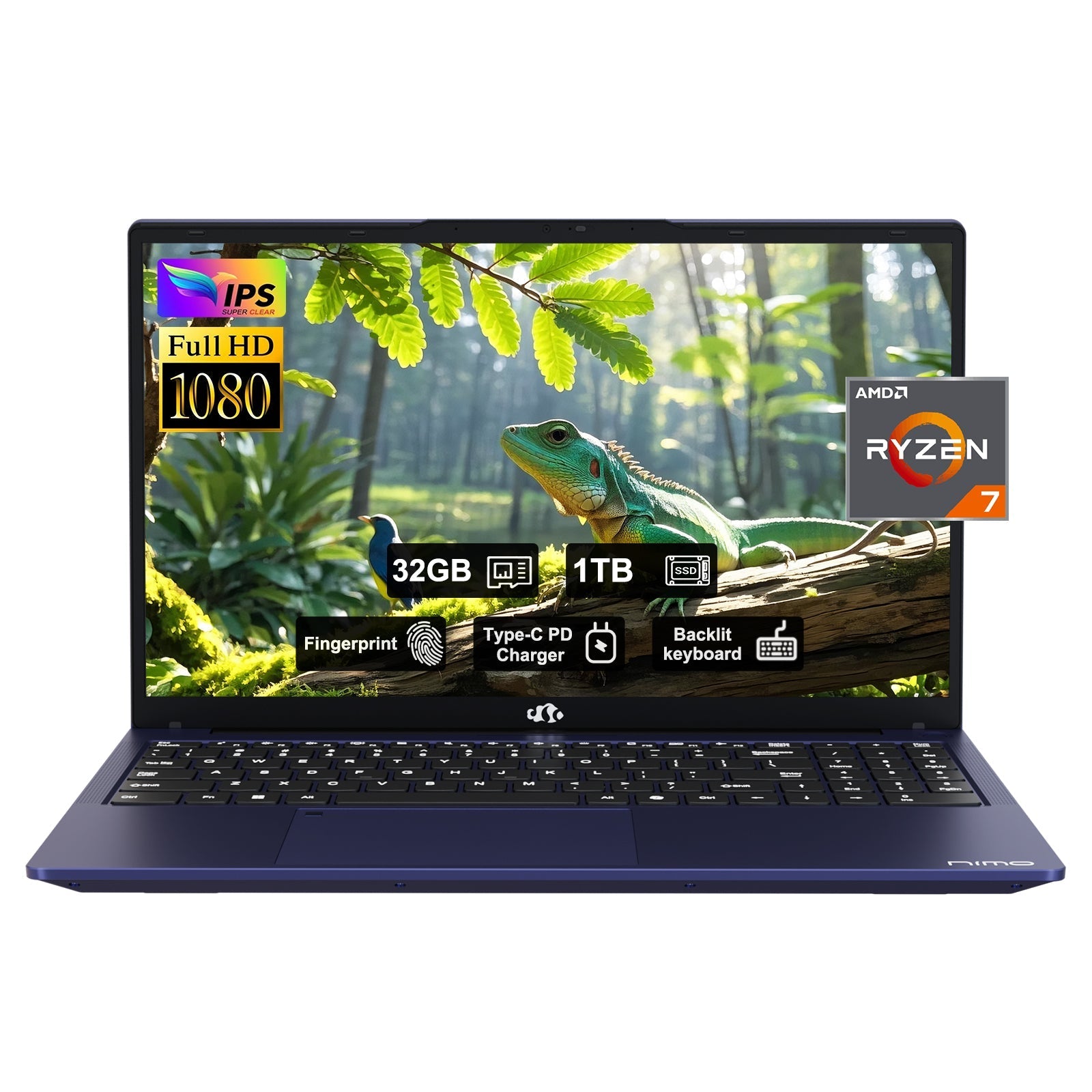 15.6'' R7 6800H FHD Business Gaming Laptop Computer-Blue-32GB-1TB ...