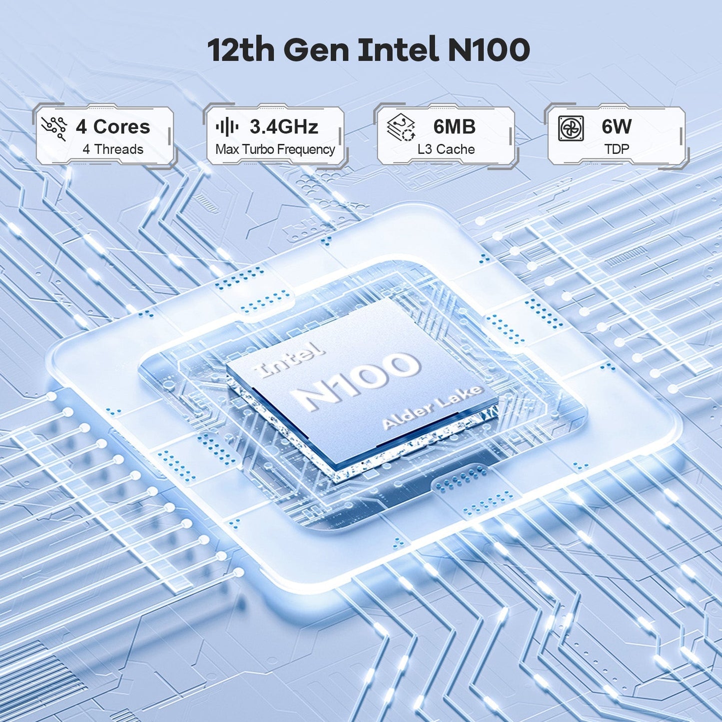 TEMELLSAN Minipc DNB20 (In Macaron) Intel N100 Processor for Home and School - 16GB - 1TB - White