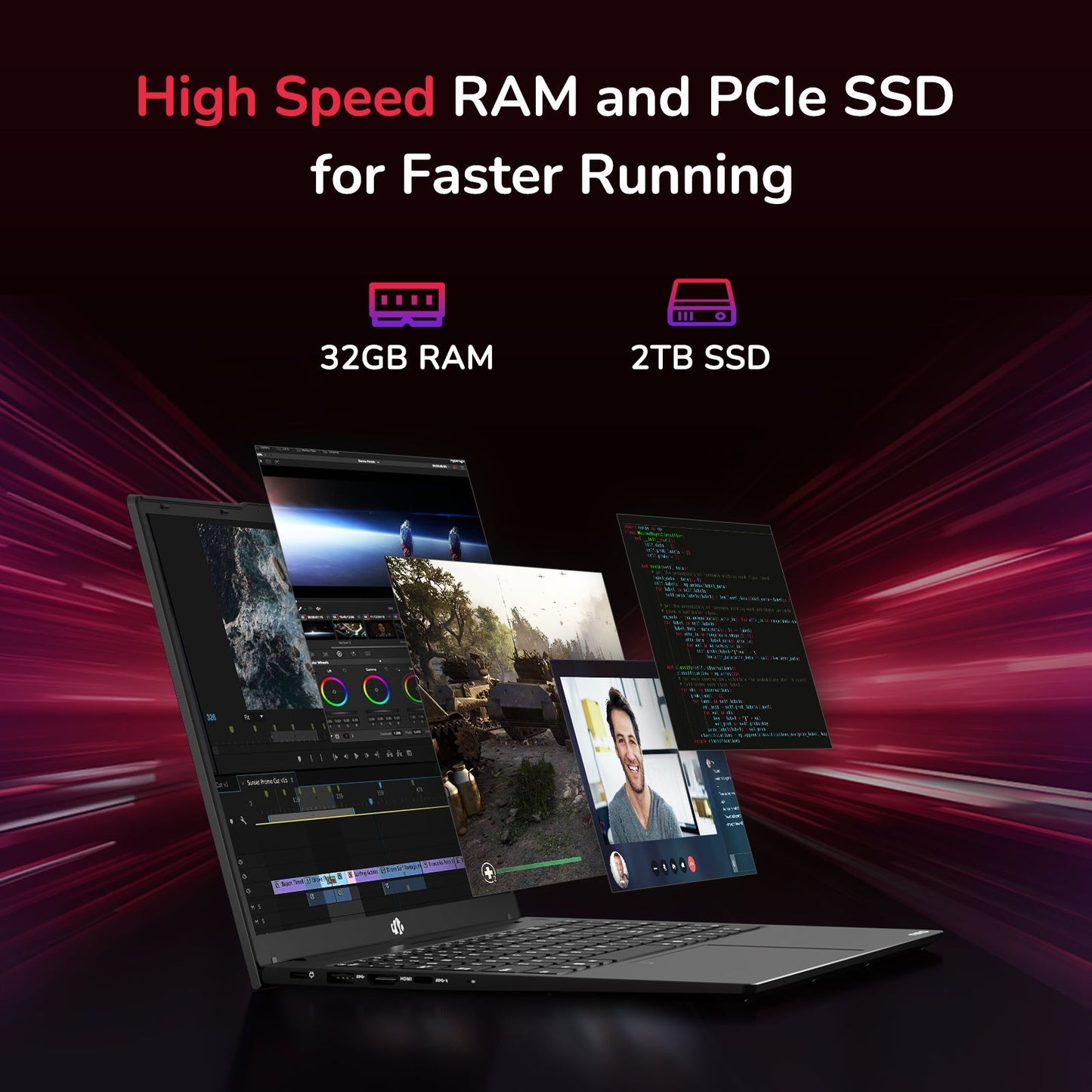 15.6'' R7 6800H FHD Business Gaming Laptop Computer-Black-32GB-2TB-Window11 Pro