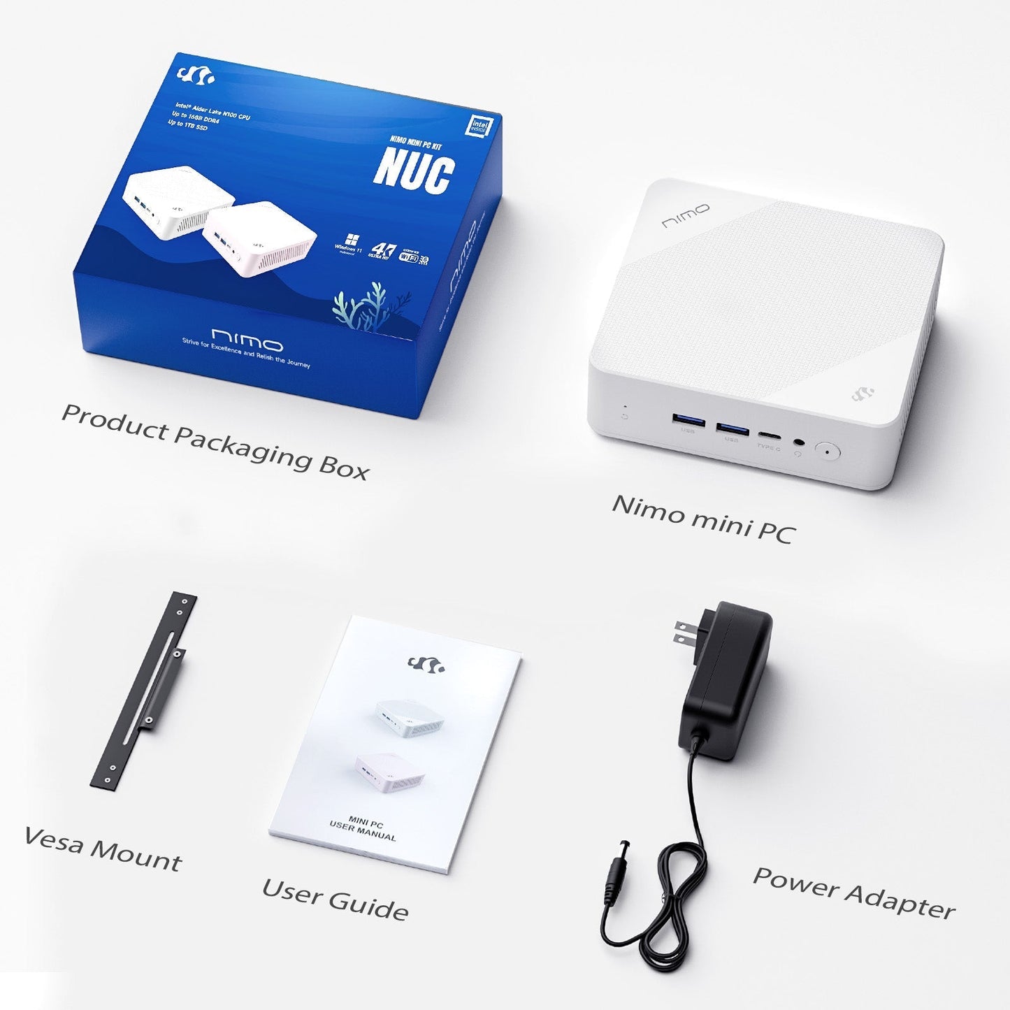 TEMELLSAN Minipc DNB20 (In Macaron) Intel N100 Processor for Home and School - 4GB - 128GB - White